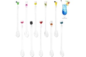 Zamety Touillette Cocktail, 10 Pièces Agitateur Cocktail, Coloré Touilleur Cocktail, Réutilisables Acrylique Cuillere Cocktail, pour Bars Cafés Mariages Fêtes d'anniversaire, 23 cm