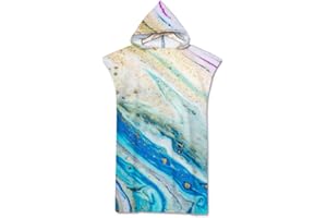 Surwin Hooded Changing Robe Adult Surf Poncho Towel, Beach Towel Surfing Swimming Robe Light Weight Compact Microfibre Changing Wetsuit for Women and Men (70 * 110cm,Lunar surface)