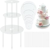 Cake Stand with 7 Cake Stands (9/12/16/20cm) and 21 Plastic Cake Stand Tubes (23cm) - Practical Cake Accessory, Reusable, Ide