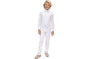 Lilax Toddler & Little Boys Suit Set, Formal Suit Vest, White Dress Shirt, Dress Pants and Bowtie 4 Piece Suit Set