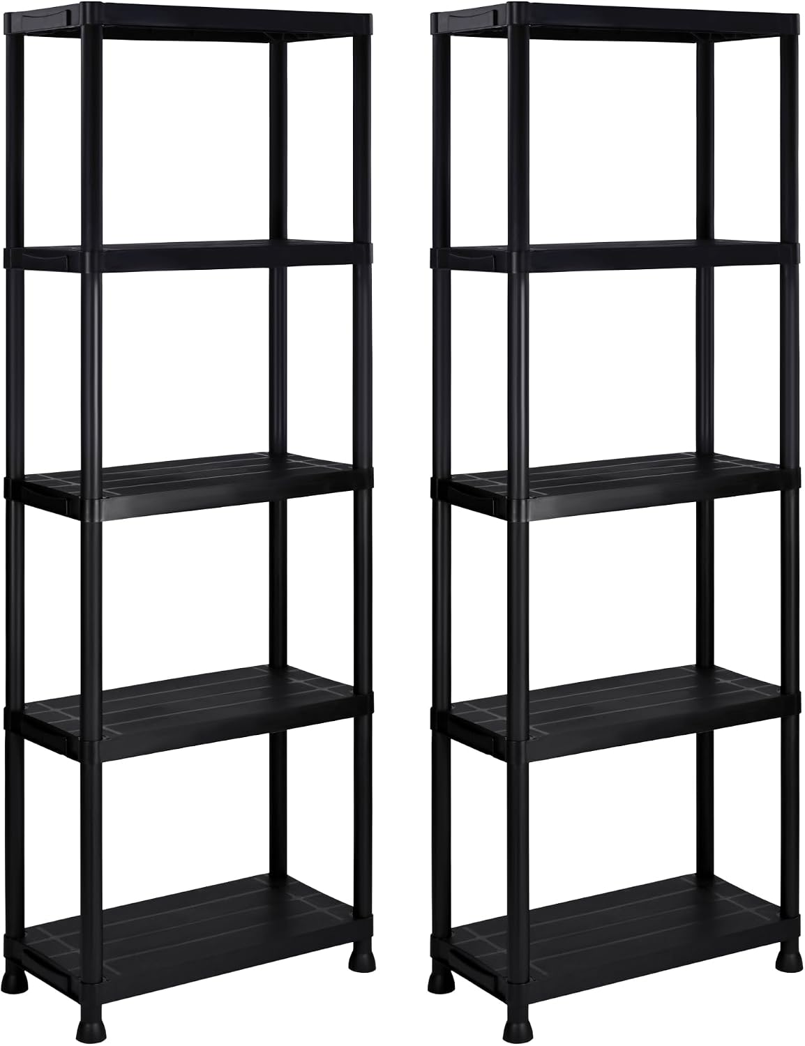Pack 2 estanterías de plástico modulares 170x60x30 cm con 5 baldas Resistentes Cada una | Almacenaje Ideal para Interior y Exterior: Garaje, trastero, jardín, Oficina | Montaje sin Herramientas
