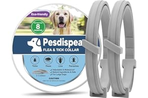 Pesdispear Collare Antiparassitario per Cani Oltre 8 KG, Antipulci per Cani Regolabile, Antizecche Naturali Protezione per 8 Mesi, Impermeabile per Grande Cani, Confezione da 2