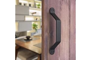 KAFENDA Poignée de porte de grange noire de 8,85 pouces Poignée de porte en acier solide pour portes coulissantes de grange, placards, portes, garages, remises