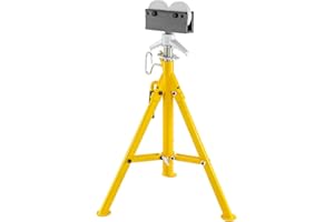 FlowerW Foldable Pipe Jack Stand Height Adjustment 32In to 55In, Roller Head Pipe Stand 4500Lbs/2 Tons Capacity for Pipe Threading, Pipe Hole Cutting