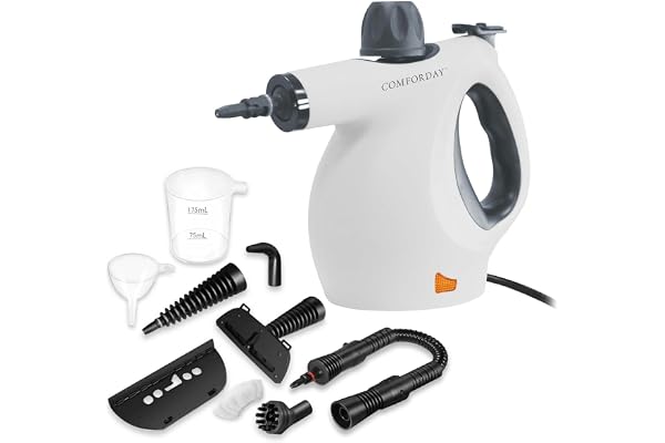 Comforday Multifunktionell ångtvätt med 9 delar tillbehör, trycksatt bärbar ångtvätt perfekt för att ta bort fläckar, gardiner, bilsäten, golv, badrum