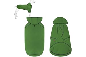 Kickred Hunde Hoodie, Hundemantel mit Hut & Taschen & Leinenloch, Weicher und Atmungsaktiver Kapuzenpulli Für Große Hunde Winterhundebekleidung Drinnen, Draußen Hundekleidung von Kickred (Armeegrün-L)