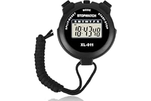 Generic Digital Sports Stopwatch Timer, Multi-Function Large Display With Countdown Timer, Shockproof, Black