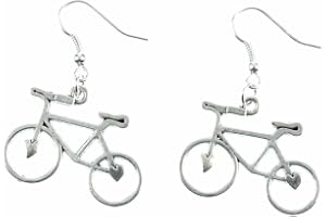 Miniblings cykel örhängen cykel hängande cykeltur silver hjärta – handgjorda modesmycken I örhängen silverpläterade örhängen