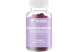 Ashwagandha Gummies 3000mg High Strength, by Yin & Yang Superfoods with Vitamin B6 - Vegan, Sugar-Free - Supports Stress Relief, Hormonal Balance, Immune Health, and Sleep Quality - 60 Gummies