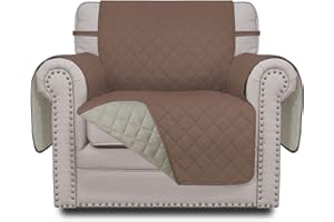 Greatime Sofaschoner, Sofa Schutz Abdeckung, Schonbezug, Sofaüberwurf, Sofabezug, Rutschfes, Reversible Gesteppte, Pet, Haustier Abdeckung, Kinder, Katzen, Hunde（1-Sitzer, Braun/Beige
