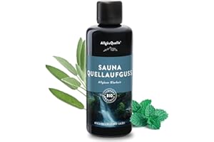 AllgäuQuelle® Infusion de sauna avec 100 % huiles biologiques Clarté à la menthe, au géranium de rose, à la sauge (100 ml) Infusion naturelle de sauna avec huiles essentielles de sauna.
