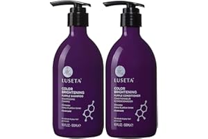LUSETA Purple Shampoo and Conditioner Set for Blonde, Gray, Ash, Silver Hair, Brass off Infused with Cocos Nucifera Oil for Curly, Damaged, Coloured Hair Hair, Sulfate & Paraben Free, 2 x 500ml