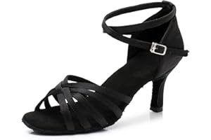 Rosefinch Chaussures de Danse de Salon Latine Femme Fille Jazz Salsa y Strass Talon Haut Salle de Bal Salsa Tango Chacha Performance Professionnelle Pratique