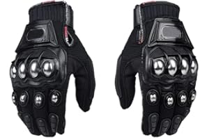 OUABIYA XIUJUN Steel Outdoor Reinforced Brass Knuckle Motorcycle Motorbike Powersports Racing Textile Safety Gloves (Black, XL)