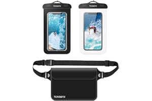 TENQUAN 2 Waterproof Cellphone Dry Bag Case & 1 Waterproof Pouch Dry Bag Case Waist Strap with Waist/Shoulder Strap Pack, Black (2 Cases + 1 Pouch)