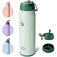 BOTTLE BOTTLE Insulated Water Bottle Stainless Steel 700ml（24oz） Bike Water Bottles with Straw and Adjustable Lid Daily Drink Flask Pill Organizer (green)