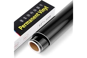 ASTONATICK Vinile Adesivo Permanente con Supporto - 30,5x305cm Rotolo di Vinile Permanente, Vinile Permanente Impermeabile per Cricut, Silhouette Cameo, Altri Plotter da Taglio (Nero Lucido)