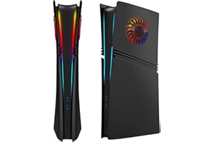 ElitePlay Black PS5 Pro Digital Faceplate with LED Lights Vents Cooling Cover Replacement Plates Shell Accessory for Playstation 5 Pro Digital Edition