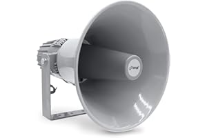 Pyle PA System Horn Speaker – 32cm Weatherproof Loudspeaker Megaphone, Wall Mount Outdoor/Indoor Audio System for Announcements, Intercom, Sirens & Security Alerts – Grey