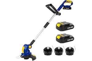 Skotek Cordless Strimmer 20V Garden Strimmer, Lightweight Grass Cutter Machine 3x Spools, Cordless Grass Trimmer with 2x Batteries, Support Roller and Charger Included