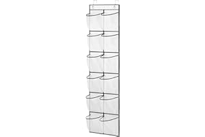 MTBRICEY Organisateur de Rangement pour Chaussures Sur la Porte 12 Grandes Poches en Filet Poche de Rangement Suspendue avec 2 Crochets étagère de Organisateur pour Maison Cuisine Jardin Porche Placard Blanc