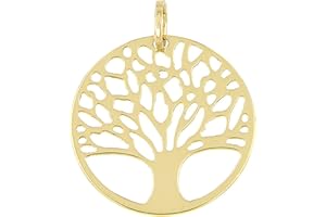 FORME DI LUCCHETTA Lucchetta – Colgante de árbol de la vida en oro amarillo de 9 quilates, diámetro de 17 mm, joya para mujer y niña, fabricado en Italia