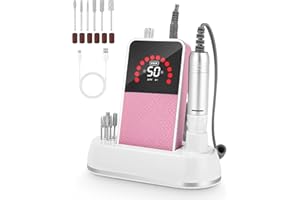 Bixury Ongles Électrique,Professional 50000u/Min Fraises À Ongles Pour Gel Lime À Electric Nail Drill Set Avec 6 Embouts De Fraises À Ongles Électriques Pour Les Salons De Manucure Domicile (Rosa)