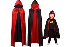 Sunshine smile Halloween Umhang,Vampir Umhang,Sensenmann Kostüm,Draculas Umhang,Vampir Halloween Kostüm,Umhang Schwarz Rot,Unisex Umhang mit langer Kapuze,Halloween Vampir Kostüm Umhang