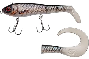Abu Garcia Svartzonker McHybrid Pike Fishing Lure - Hybrid Hard Soft Swimbait - Bait Supplied with Paddle Tail and Curl Tail
