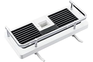 SHUNFAJI Bathroom Shower Shelf, No Drilling Shower Holders Multifunctional Shower Storage Rack Adjustable Stand for Soap Shampoo Shower Rack Hanging with Buckle and Shower Head Hook (White square tube 30*18mm)