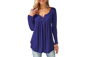 KISSMODA Ladies Shirts Ruffle Loose Button up Tunic Tops for Women