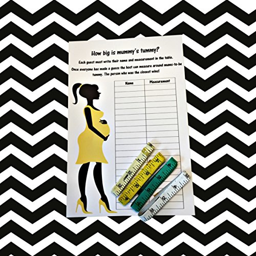 Rainbow Sensation How big is mummy's tummy? Baby Shower 20 Player Game - Tape measure - Girl boy (Yellow)