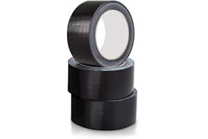 SAFERO Pack of 3 Black Duct Tape 48mm x 45m | Strong Adhesive Gaffer Tape Water Resistance | Black Tape Ideally Used to Repair Wrap Strong Packing Boxes | Cloth Tape for Indoor/Outdoor