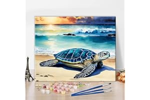 TISHIRON Sea Turtle Paint by Number for Adults Animals Acrylic Painting Beach Paint by Numbers Kits with Brushes Art Crafts for Home 16"x20"(Frameless)