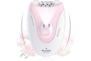 BUBBACARE Épilateur visage, epilateur visage pour femme, épilateur électrique sans fil pour épilateur visage et corps, épilateurs avec lumière LED pour femme visage corps aisselles bikini jambe