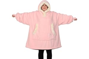 ‎SNUG RUG Snug Rug Eskimo Decke mit Ärmel Pullover Decken-Kapuzenpullover Übergroße Sweatshirt Hoodie Kuscheldecke mit Ärmeln Kapuze hochwertiges Sherpa-Fleece für Herren und Damen Einheitsgröße Rosa