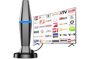 DGUPSP DVBT2 Antenne, Großer Reichweite und 360° Empfang zimmerantenne DVB-T & DVB-T2 Antennen, 4K 1080P 30dB TV Antenne für Lokale Kanäle, 3M Koaxialkabel