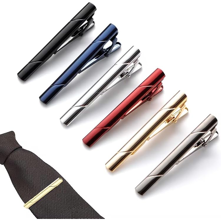 Lot De 3 Pinces à Cravate Pour Homme - Argentées - Tailles Longue (5,8 Cm) Et Courte (4,3 Cm) - Ajustement Classique - Pour Mariage, Affaires