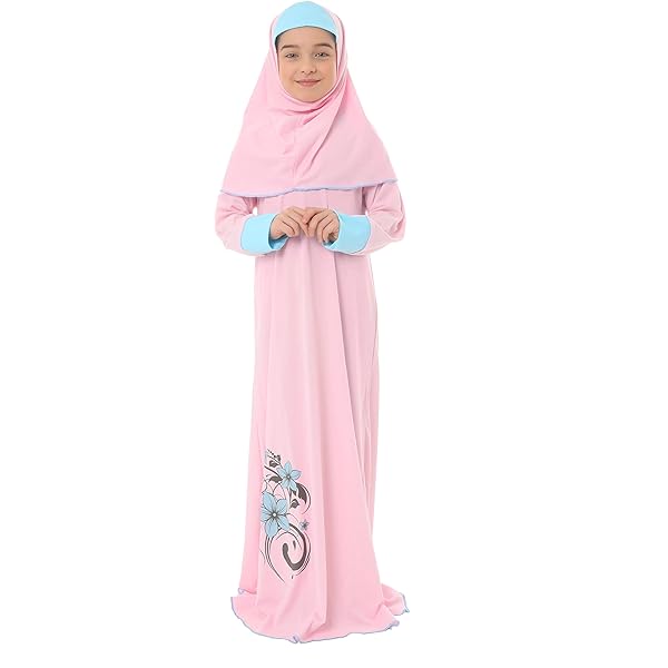 4-Delige Meisjes Gebedskleding Set - Maxi Jurk Met Rits, Hoofddoek, Gebedsmat, Tas & Rozenkrans - Islamitisch Cadeau Voor Kinderen 5-13 Jaar