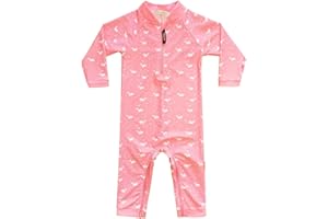 weVSwe Traje de baño para niñas bebés Protección Solar para niños pequeños Rash Guard Cremallera en la Entrepierna de una Pieza para Cambiar fácilmente el pañal
