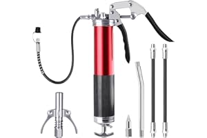 Eurtes Smarownica do smarowniczek, wytrzymała jednoręczna smarownica 7000PSI z uchwytem pistoletowym, kompatybilna z wkładem atramentowym 400cc, z elastycznym wężem i metalową rurką przedłużającą, dys