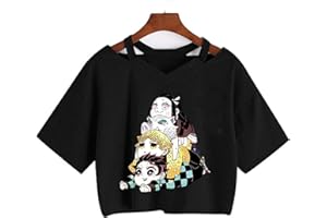 zhedu Anime Demon Slayer T-Shirt Manica Corta Ombelico Harajuku Y2k Kawaii Stampato Estate delle Donne di Stile Coreano Allentato Studente Manica Corta Top Ins