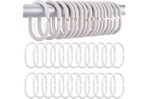 Qixuer Plastikowe pierścienie do zasłony prysznicowej, pierścienie do zasłony prysznicowej, pierścienie w kształcie litery C, wielofunkcyjne, do zasłony łazienkowej, prysznica, okna, drzwi, karnisz,