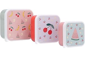 Tutete Set de 3 Fiambreras Infantiles, Cajas Almuerzo de 500ml, 350ml, 300ml, Aptas para Microondas y Lavavajillas, Libre de BPA, Lunch Box Ideales para Guardería y Colegio - Fruits