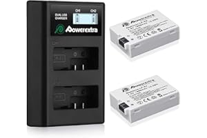 Powerextra 2 Baterías para Canon LP-E8 1800mAh Li-Ion con Cargador Pantalla LCD para Canon LP E8 Canon Rebel T3i, T2i, T4i, T5i, EOS 600D, 550D, 650D, 700D, Kiss X5, X4, Kiss X6, LC-E8E