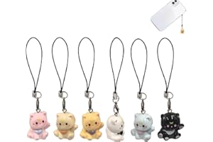 EUYKQNOI 6 piezas Glückskatze Winkekatze telefono de Techo Campanas de Gato Negro Hechos a Mano Pendientes de joyería de Moda Que Llaveros