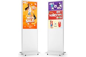 MWE 43 Inch Digital Signage Display Kiosk, LCD Totem Advertising Display Screen with 4 Wheels, Android System, Suitable for Retail Shop, Restaurant, Shopping Mall and Commercial Center