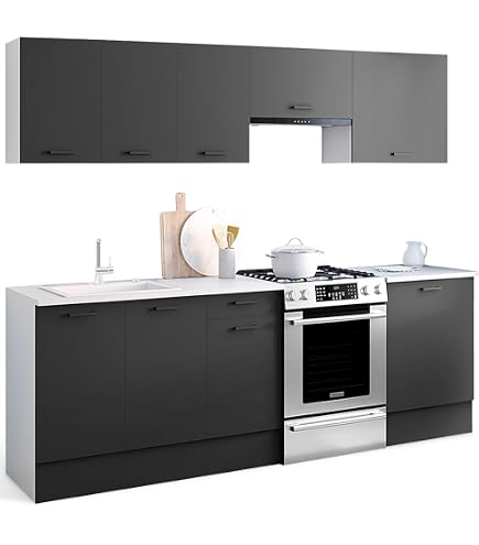 Cuisine Complète 240cm Blanc - Meubles Sans Électroménager | Montage Soi-Même