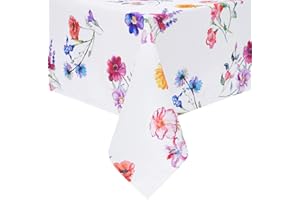 Yrendenge Akwarelowy obrus z motywem kwiatów, na wiosnę, lato, do ogrodu, na stół, zmywalny, nadaje się do prania w pralce, obrus do ogrodu, na piknik, imprezę, do ogrodu, salonu, tekstylia domowe 140