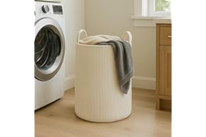 PUTSKA Laundry Basket – Blanket Basket for organising, Décor and Toys, Clothes Hamper – Perfect for Baby and Kids Room, Nursery, Bedroom, Bathroom, Living Room – Extra Large, Cream